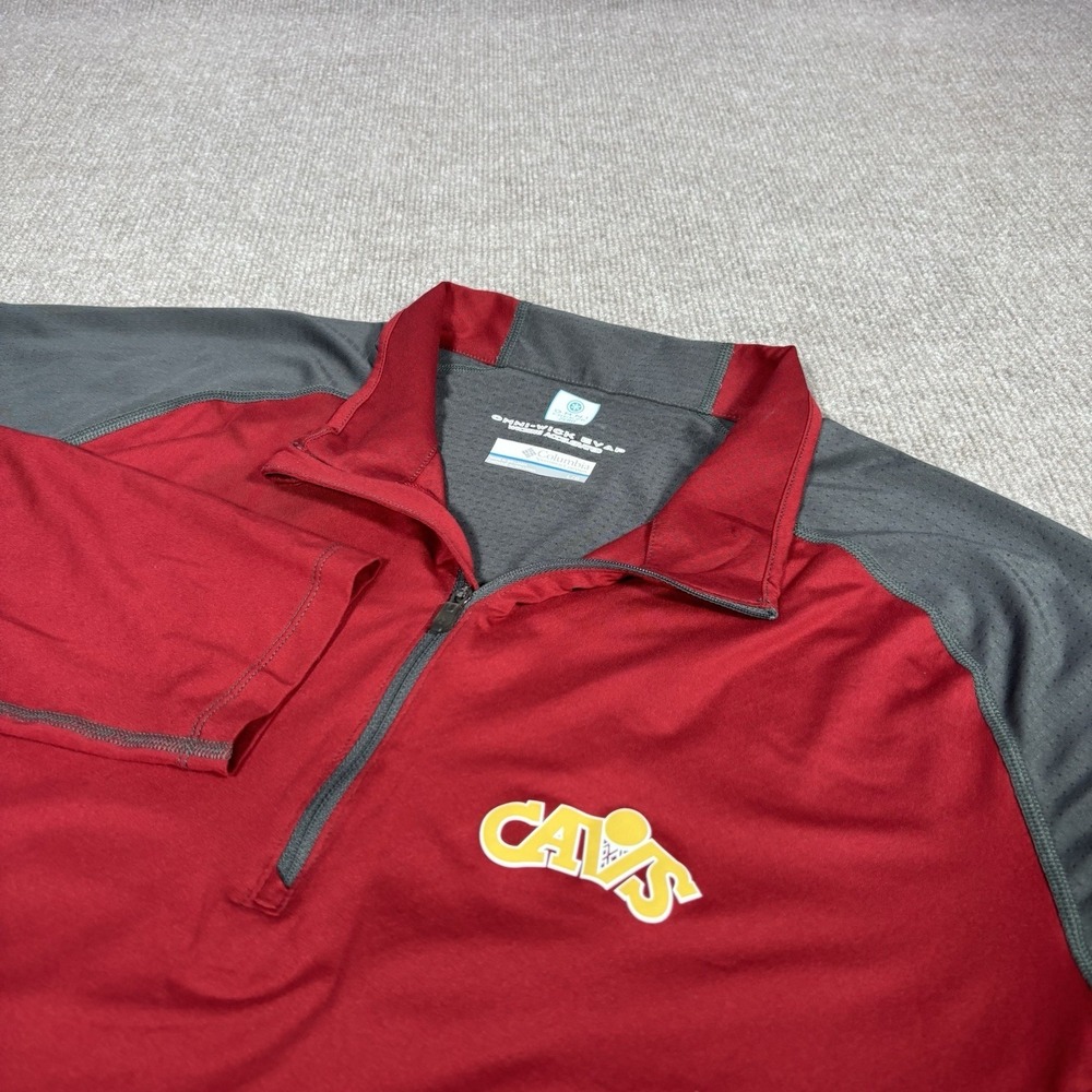 Columbia Cleveland Cavaliers 1/4 Zip Pullover Mens L Red Freeze Degree Onmi Wick